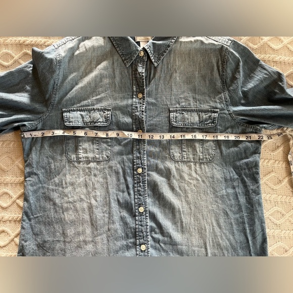 Chico’s Denim 3/4 Roll-up Sleeve Button Down Shirt Women’s Size Large - Picture 16 of 16